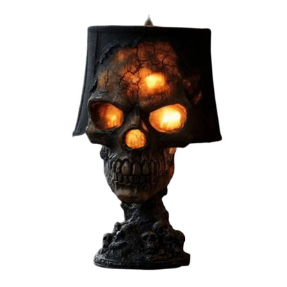 Veska | Gotisk Bordslampa SkullFire | Halloween Skalle Dekor | LED Ambient Ljus | 20 x 11 x 11 cm