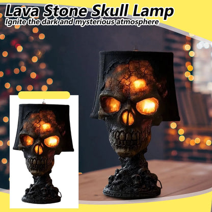 Veska | Gotisk Bordslampa SkullFire | Halloween Skalle Dekor | LED Ambient Ljus | 20 x 11 x 11 cm