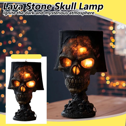 Veska | Gotisk Bordslampa SkullFire | Halloween Skalle Dekor | LED Ambient Ljus | 20 x 11 x 11 cm