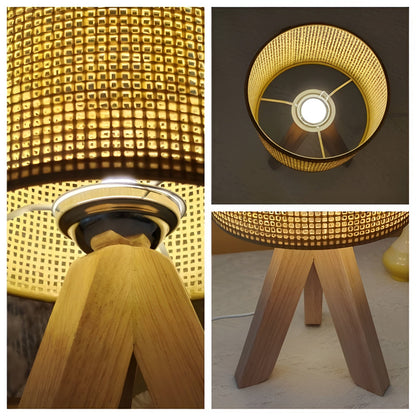 Veska | Handgjord Rattan Bordsbelysning med USB och LED - Stilig och Hållbar Design