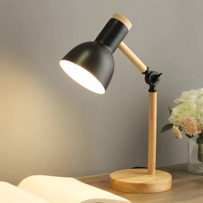 Veska | Justerbar Macaron LED Bordslampa Gjord av Trä Svart