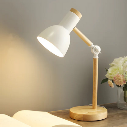 Veska | Justerbar Macaron LED Bordslampa Gjord av Trä Vit