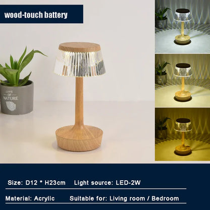 Veska | Kristallpendel - Uppladdningsbar Trådlös Bordslampa Wood