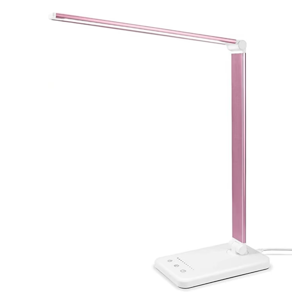 Veska | LED Skrivbordslampa - Bordslampa med USB-laddningsport, 5 ljusinställningar och ljusstyrkenivåer Rosa