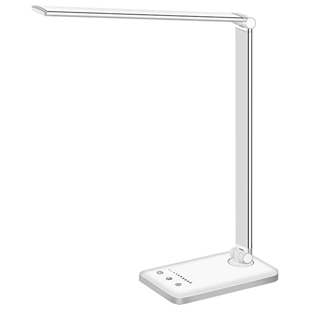 Veska | LED Skrivbordslampa - Bordslampa med USB-laddningsport, 5 ljusinställningar och ljusstyrkenivåer Vit