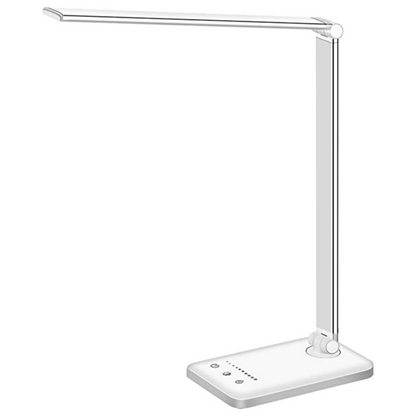 Veska | LED Skrivbordslampa - Bordslampa med USB-laddningsport, 5 ljusinställningar och ljusstyrkenivåer Vit