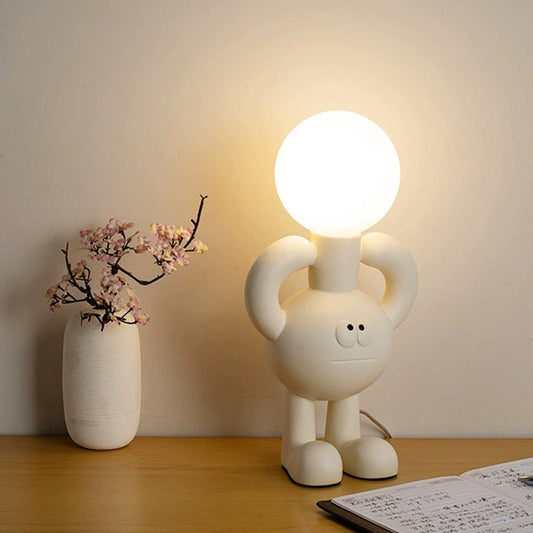 Veska | Lekfull Bordslampa med Glasboll - Glombra Vit