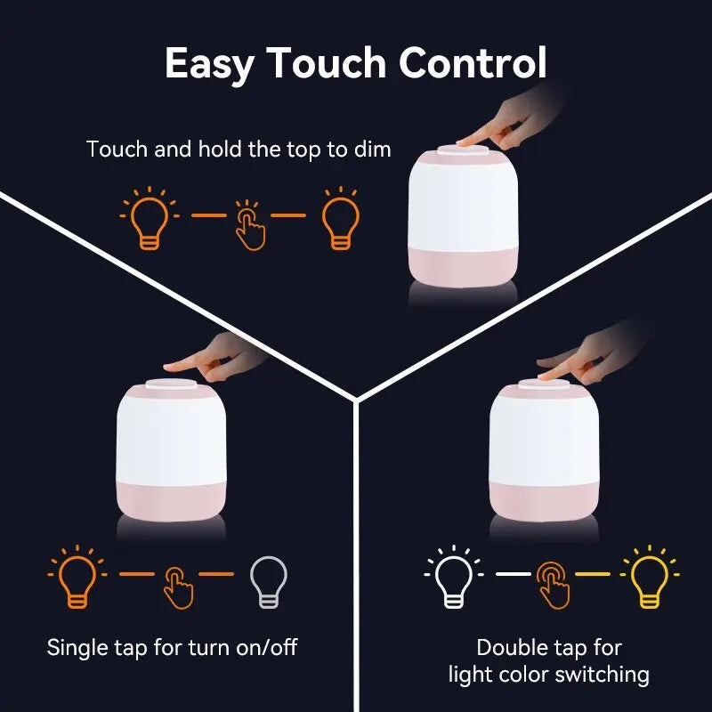 Veska | LUMINA TOUCH LED Bordslampa | Bärbar & Dimbar | Touchkontroll | För Sovrum & Barns Rum