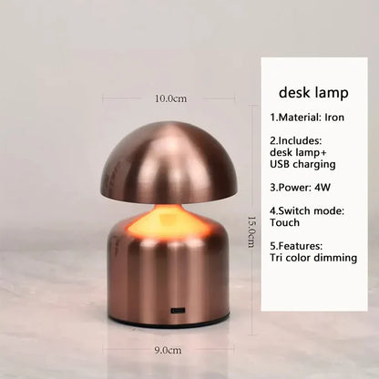 Veska | LumoVerde LED bordslampa | Uppladdningsbar | 3 färgtemperaturer & touch-dimmer | 4W | 5V Roséguld