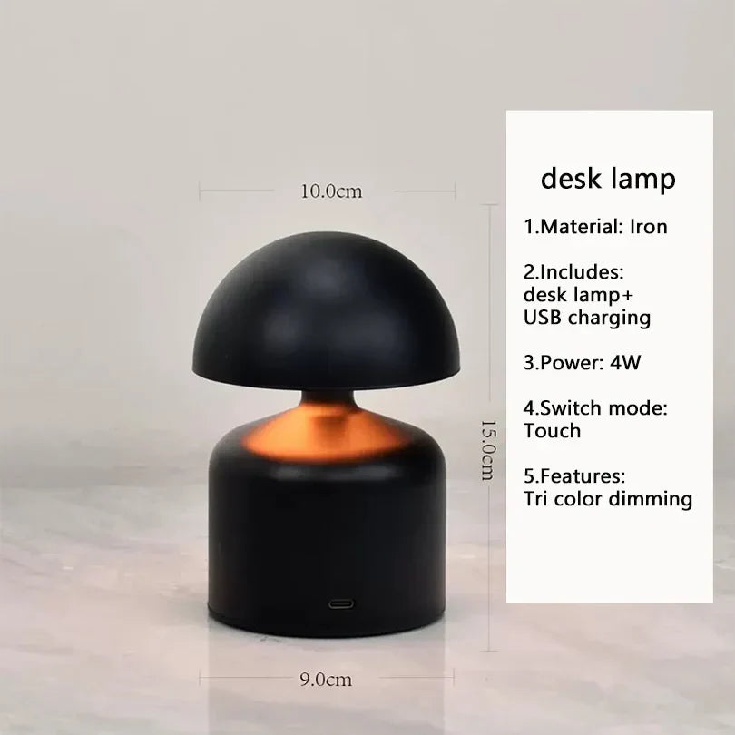 Veska | LumoVerde LED bordslampa | Uppladdningsbar | 3 färgtemperaturer & touch-dimmer | 4W | 5V Svart