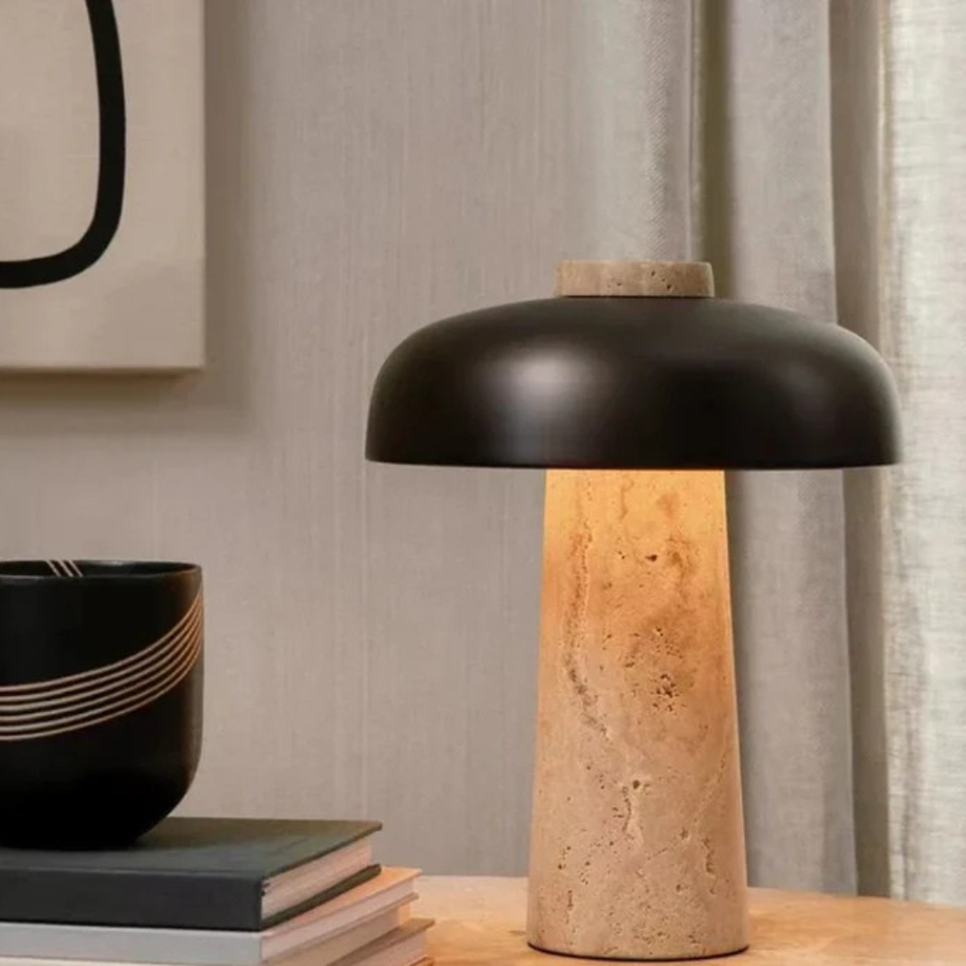Veska | Lyx Travertin LED Bordslampa