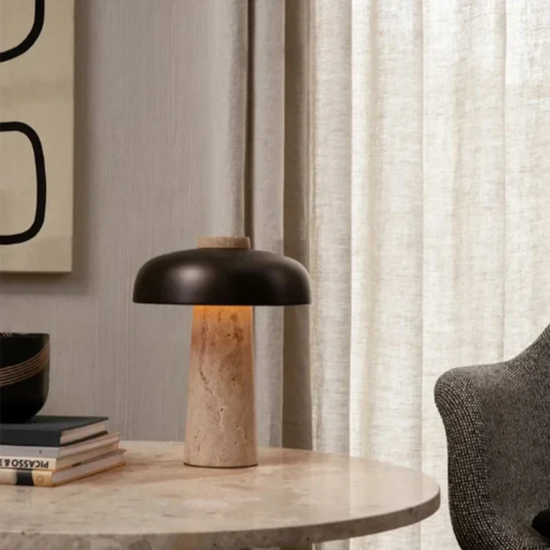 Veska | Lyx Travertin LED Bordslampa