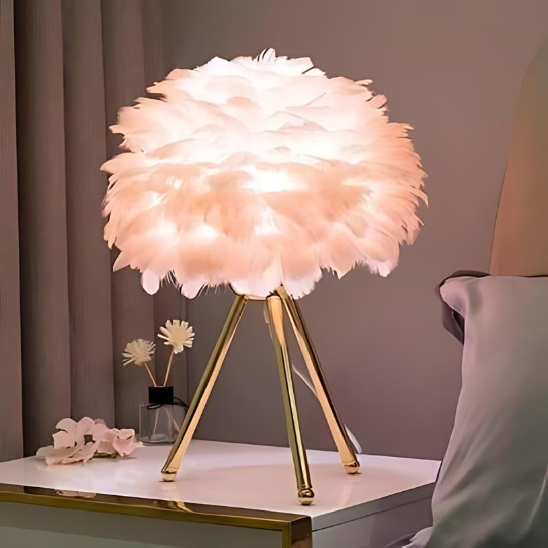 Veska | Lyxig bordslampa med mjuka fjädrar Rosa