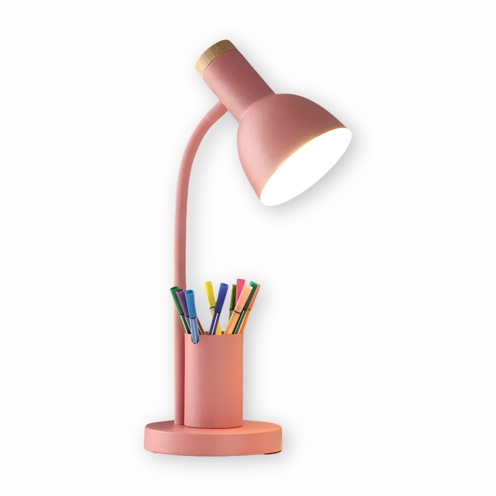 Veska | Modern LED Bordsbelysning med Pennhållare Rosa
