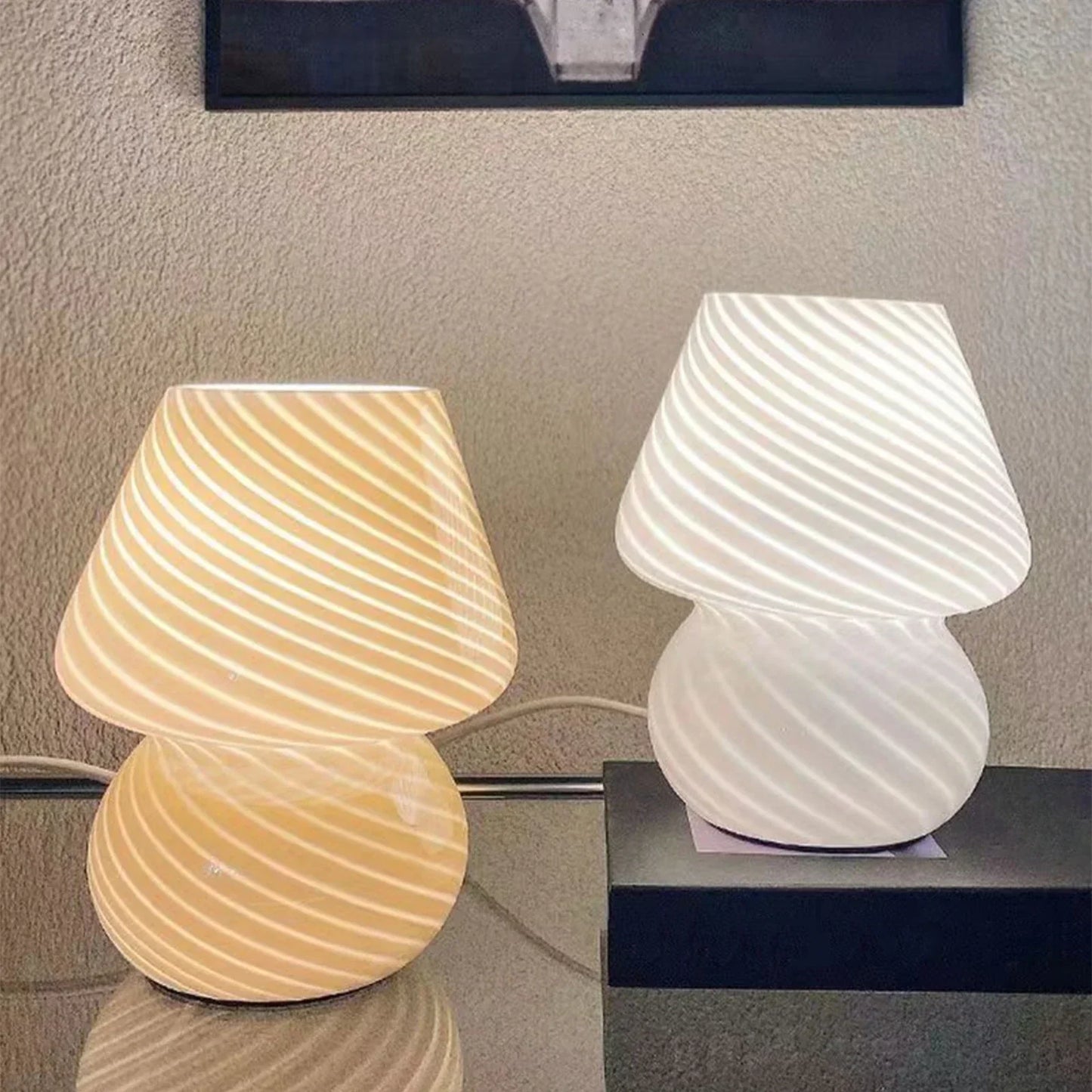 Veska | Murano Bordslampa - Unik Glas Svamp Lampa för Magisk Atmosfär
