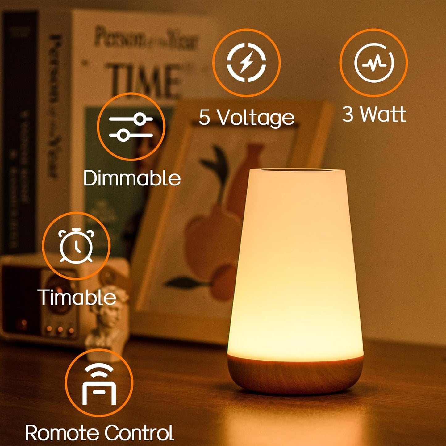 Veska | Nattlampa, LED Touch Sängbordslampa, 13 RGB Färger Som Förändras