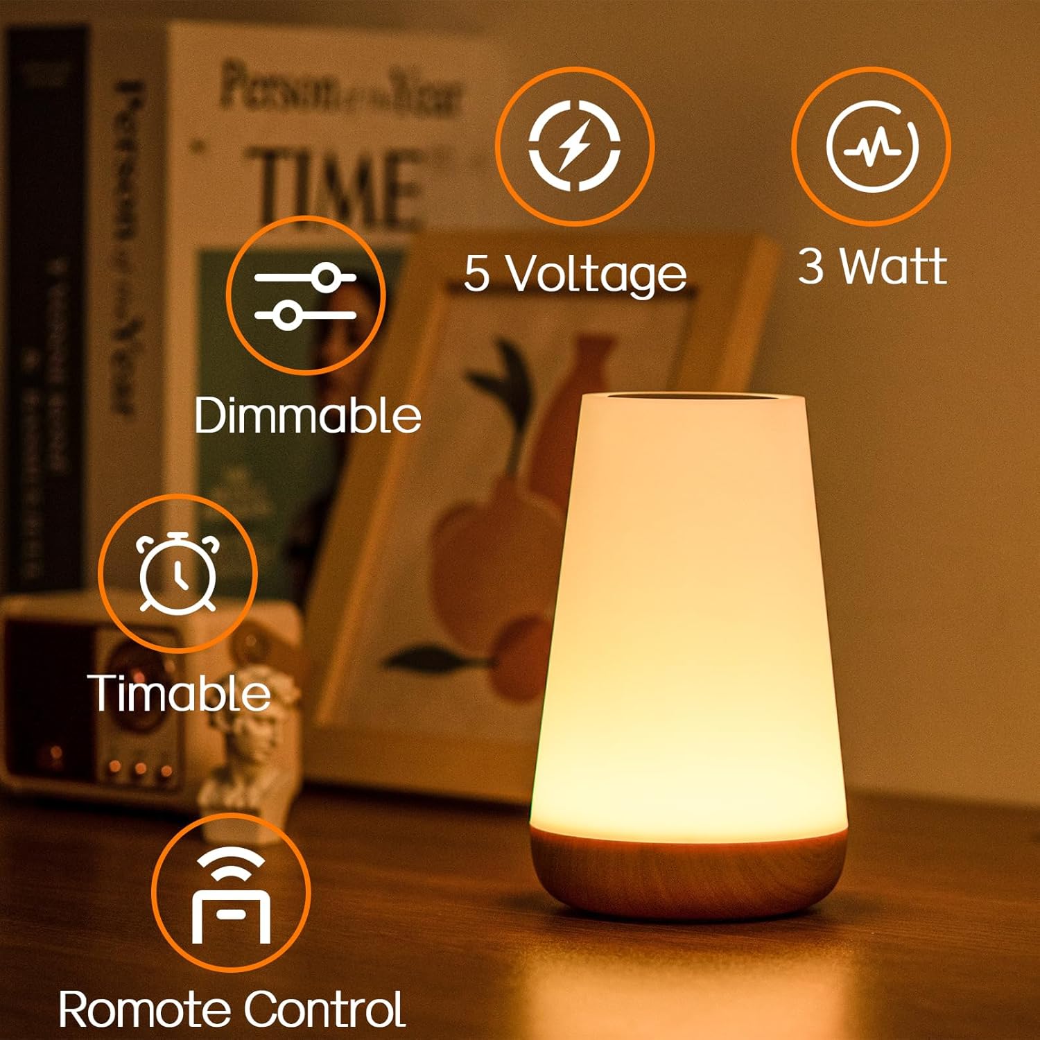 Veska | Nattlampa, LED Touch Sängbordslampa, 13 RGB Färger Som Förändras