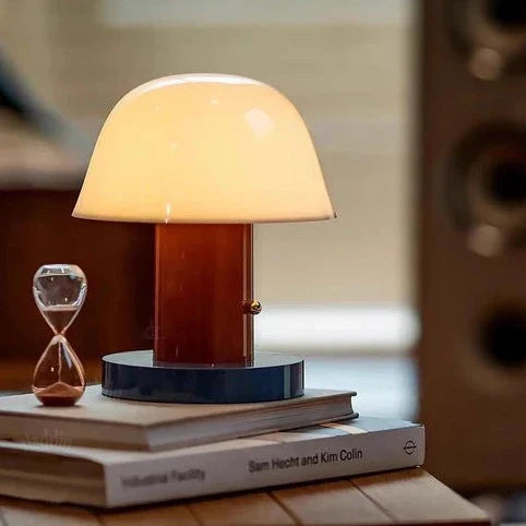Veska | NatureGlow Lampa - Modern Svamp Bordslampa Röd