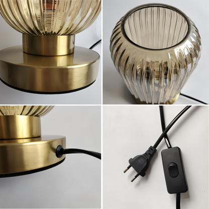 Veska | Nordic Table Lamp with Ribbed Glass