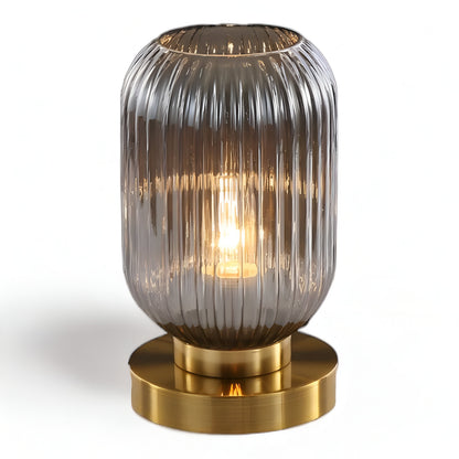 Veska | Nordic Table Lamp with Ribbed Glass Liten Grå
