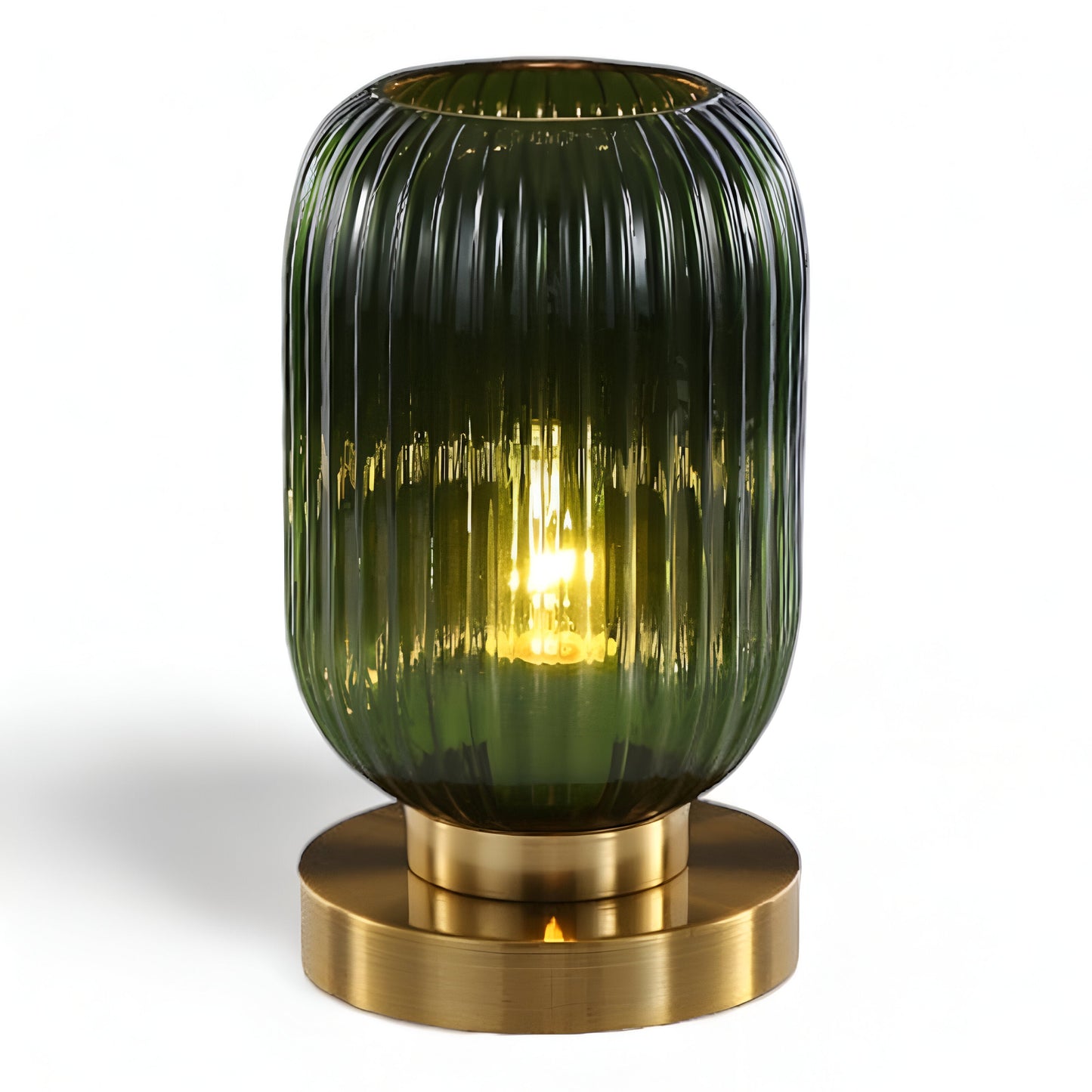 Veska | Nordic Table Lamp with Ribbed Glass Liten Grön