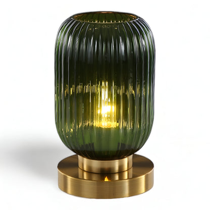 Veska | Nordic Table Lamp with Ribbed Glass Liten Grön