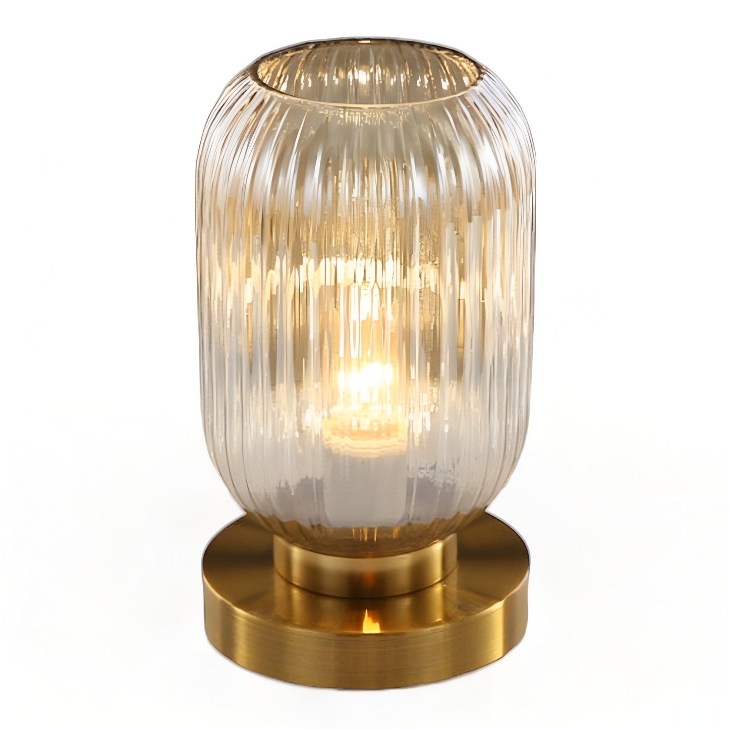 Veska | Nordic Table Lamp with Ribbed Glass Liten Transparent