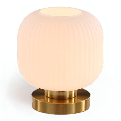 Veska | Nordic Table Lamp with Ribbed Glass Stor Grädde