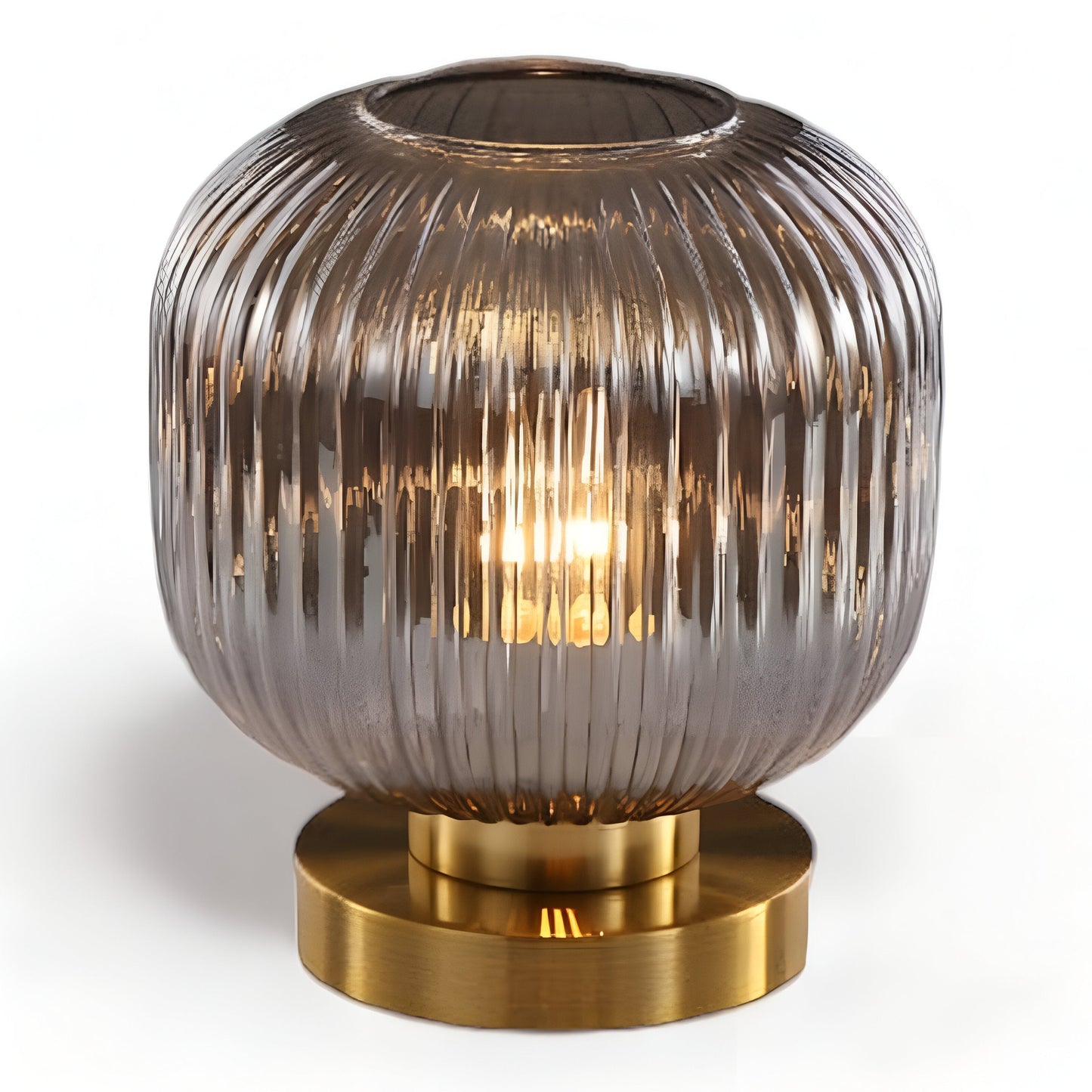 Veska | Nordic Table Lamp with Ribbed Glass Stort Grå