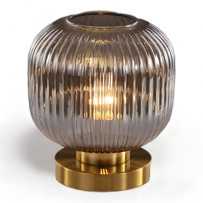 Veska | Nordic Table Lamp with Ribbed Glass Stort Grå