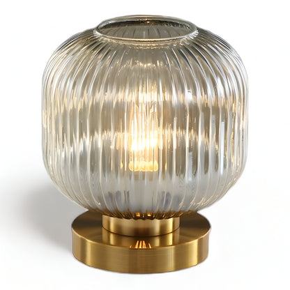 Veska | Nordic Table Lamp with Ribbed Glass Stort Transparent