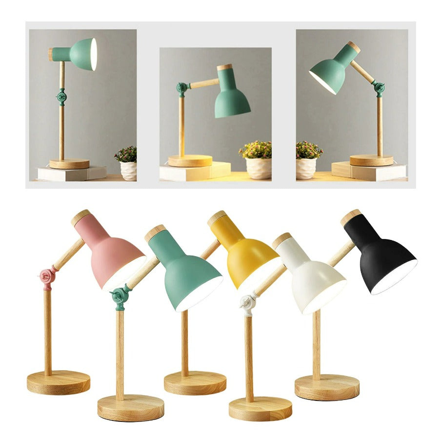 Veska | Nordivio Skandinavisk Bordslampa | Justerbar & Fällbar | Trä & Metall | Höjd 45 cm