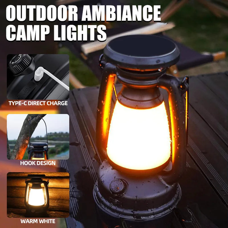 Veska | Nostalux Retro Lantern | LED Bordslampa med Fjärrkontroll | Uppladdningsbar & Dekorativ | För Hemmet, Camping & Bar