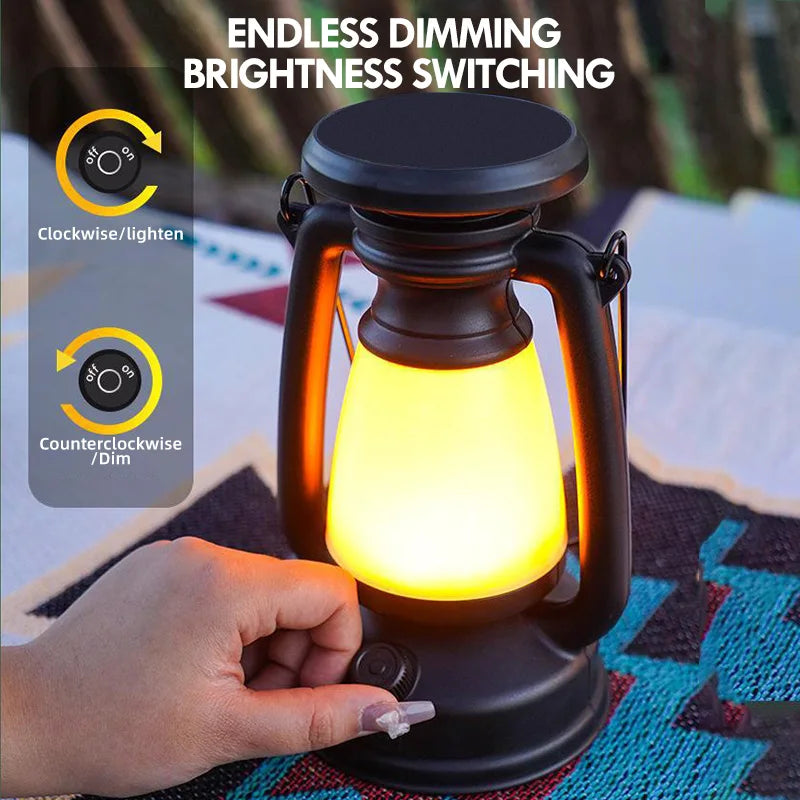 Veska | Nostalux Retro Lantern | LED Bordslampa med Fjärrkontroll | Uppladdningsbar & Dekorativ | För Hemmet, Camping & Bar