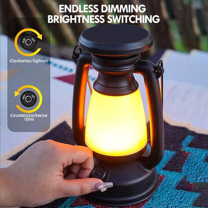Veska | Nostalux Retro Lantern | LED Bordslampa med Fjärrkontroll | Uppladdningsbar & Dekorativ | För Hemmet, Camping & Bar