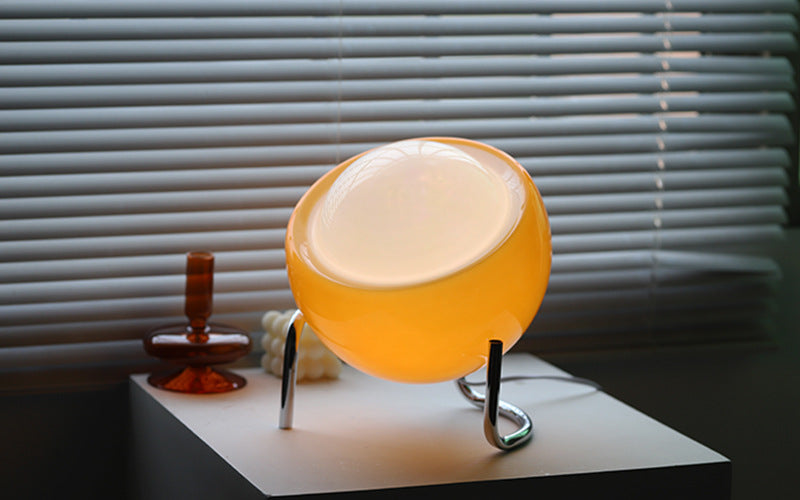 Veska | RETRO GLAS BORDSLAMPA - AMBIENT NORDISKT NATTLJUS
