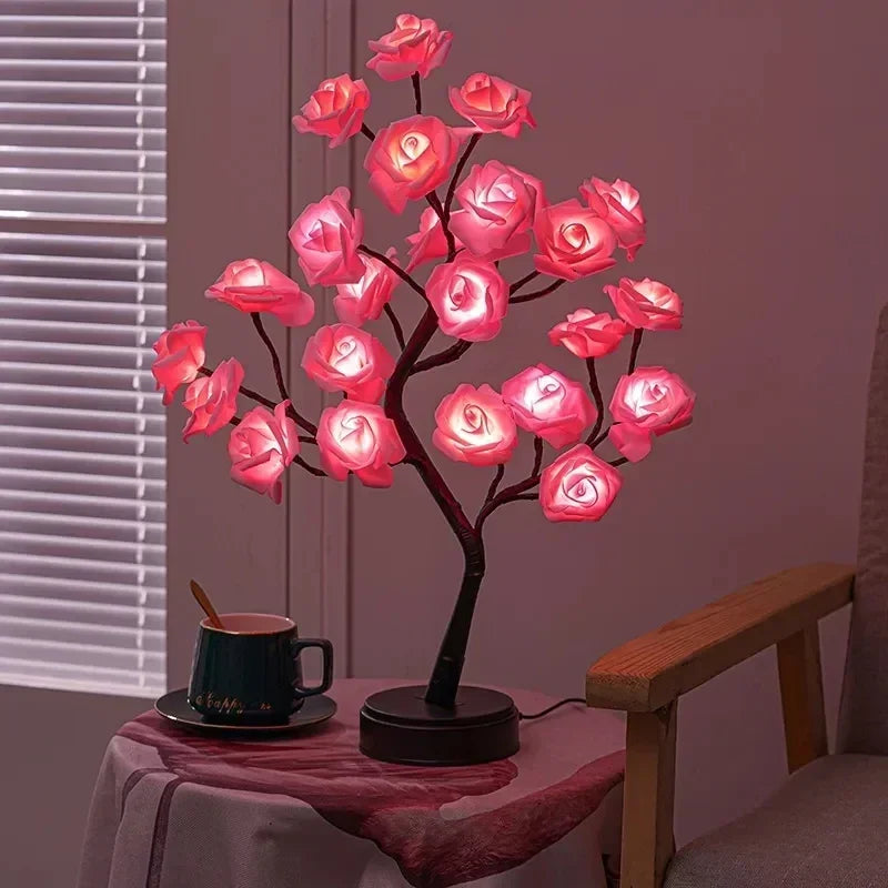 Veska | Romantisk Ros Bordslampa - Varm Ljus & Elegans
