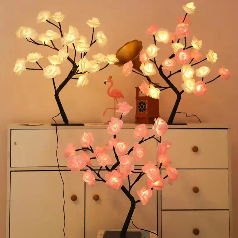 Veska | Romantisk Ros Bordslampa - Varm Ljus & Elegans