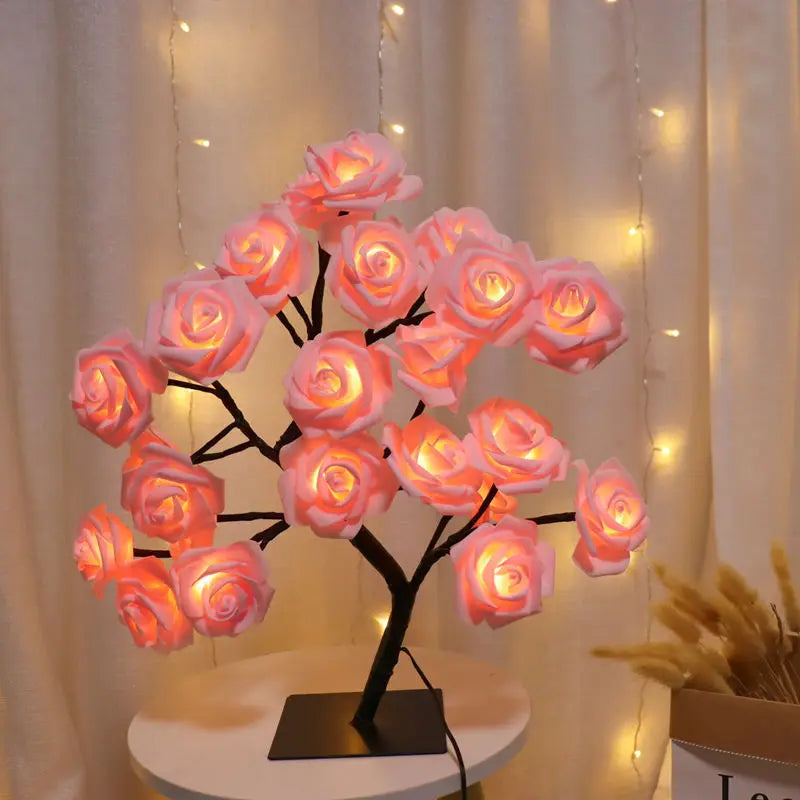 Veska | Romantisk Ros Bordslampa - Varm Ljus & Elegans Rosa Ros