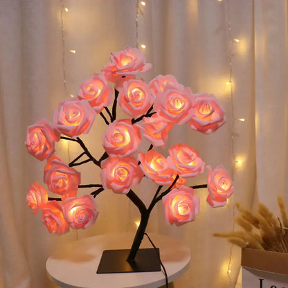 Veska | Romantisk Ros Bordslampa - Varm Ljus & Elegans Rosa Ros
