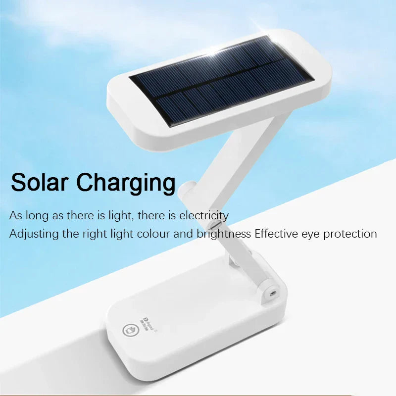 Veska | Solar LED Bordslampa | Fällbar & Dimbara | USB Uppladdningsbar | Ögonvänlig & Modern