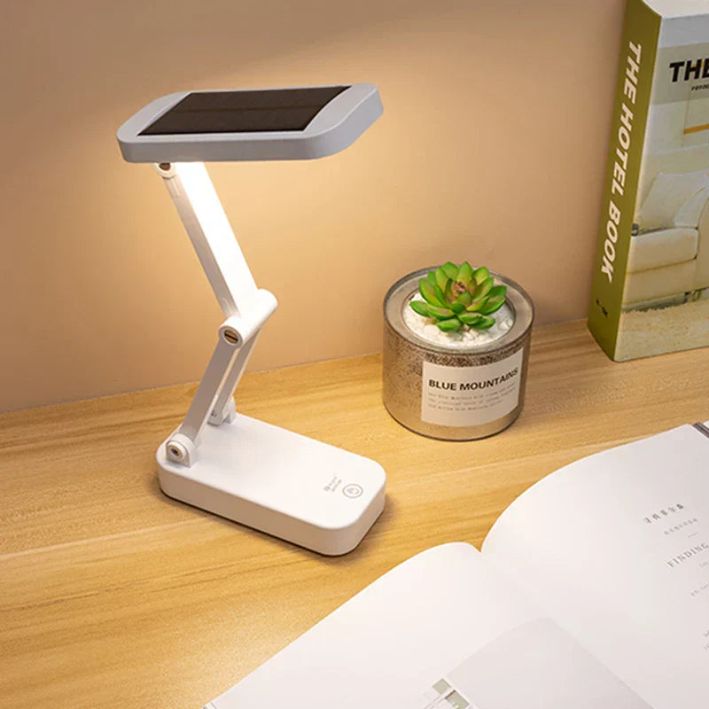 Veska | Solar LED Bordslampa | Fällbar & Dimbara | USB Uppladdningsbar | Ögonvänlig & Modern