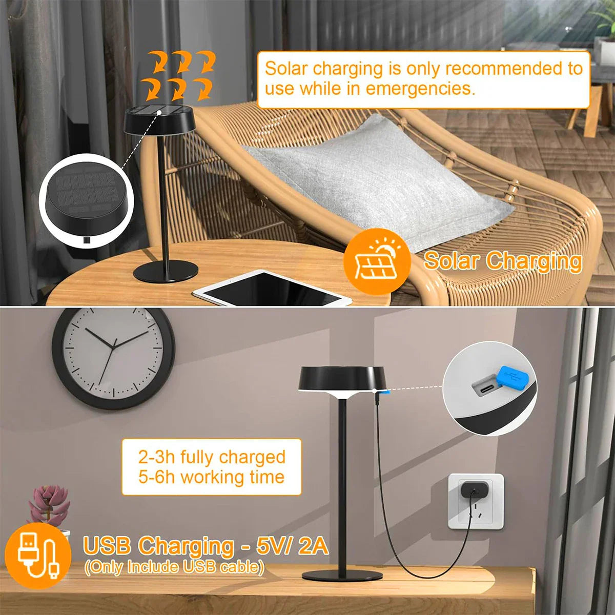 Veska | Solvella Solar Table Lamp LED | Dimbar & Sladdlös | 3 Ljusfärger | IP65 Vattentålig för Inomhus & Utomhus