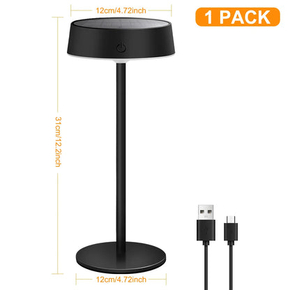 Veska | Solvella Solar Table Lamp LED | Dimbar & Sladdlös | 3 Ljusfärger | IP65 Vattentålig för Inomhus & Utomhus