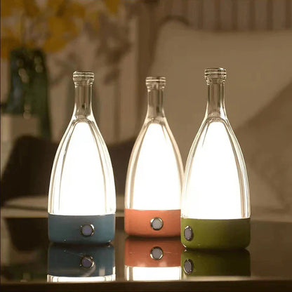 Veska | Stilig vinflaskbordslampa - Uppladdningsbar med dimbar belysning