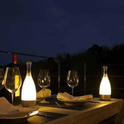 Veska | Stilig vinflaskbordslampa - Uppladdningsbar med dimbar belysning