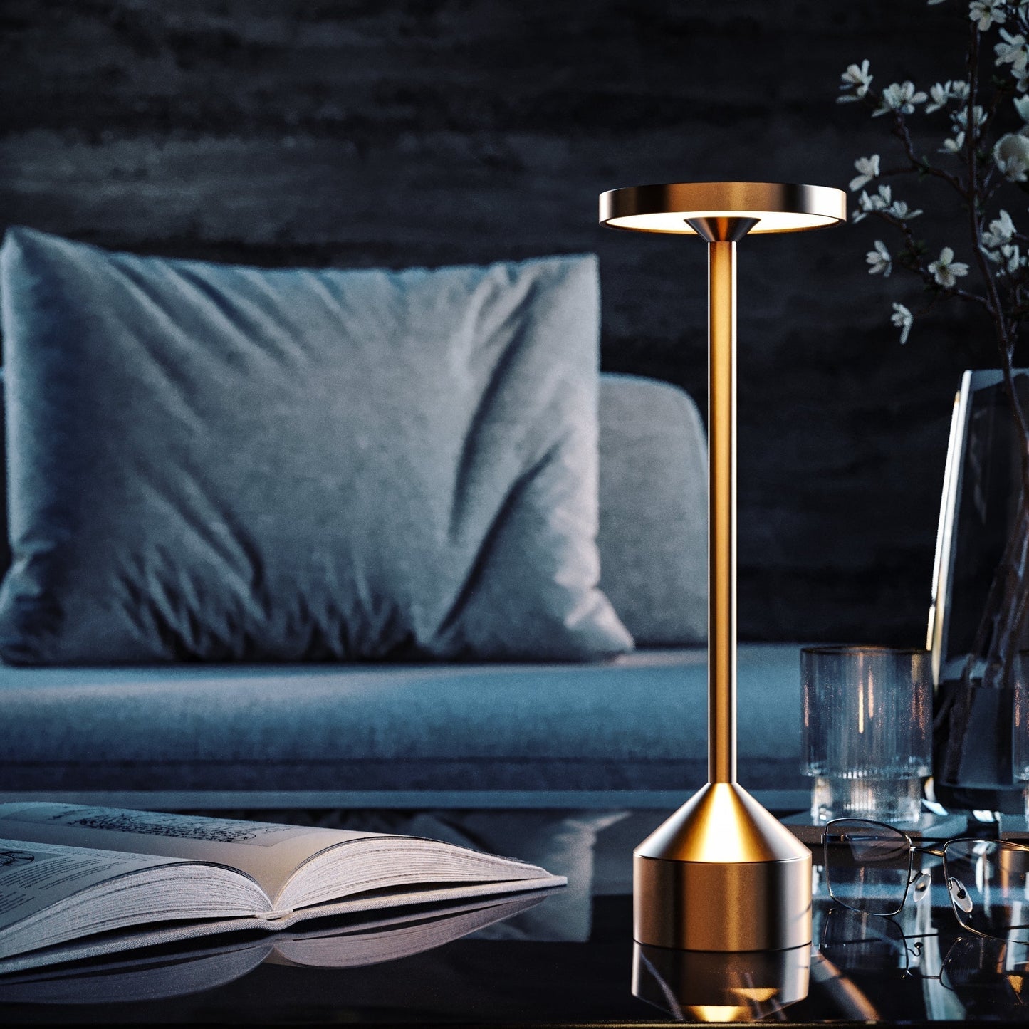 Veska | Stockholm Lighting: Elegant Trådlös Bordslampa med Dimmerfunktion