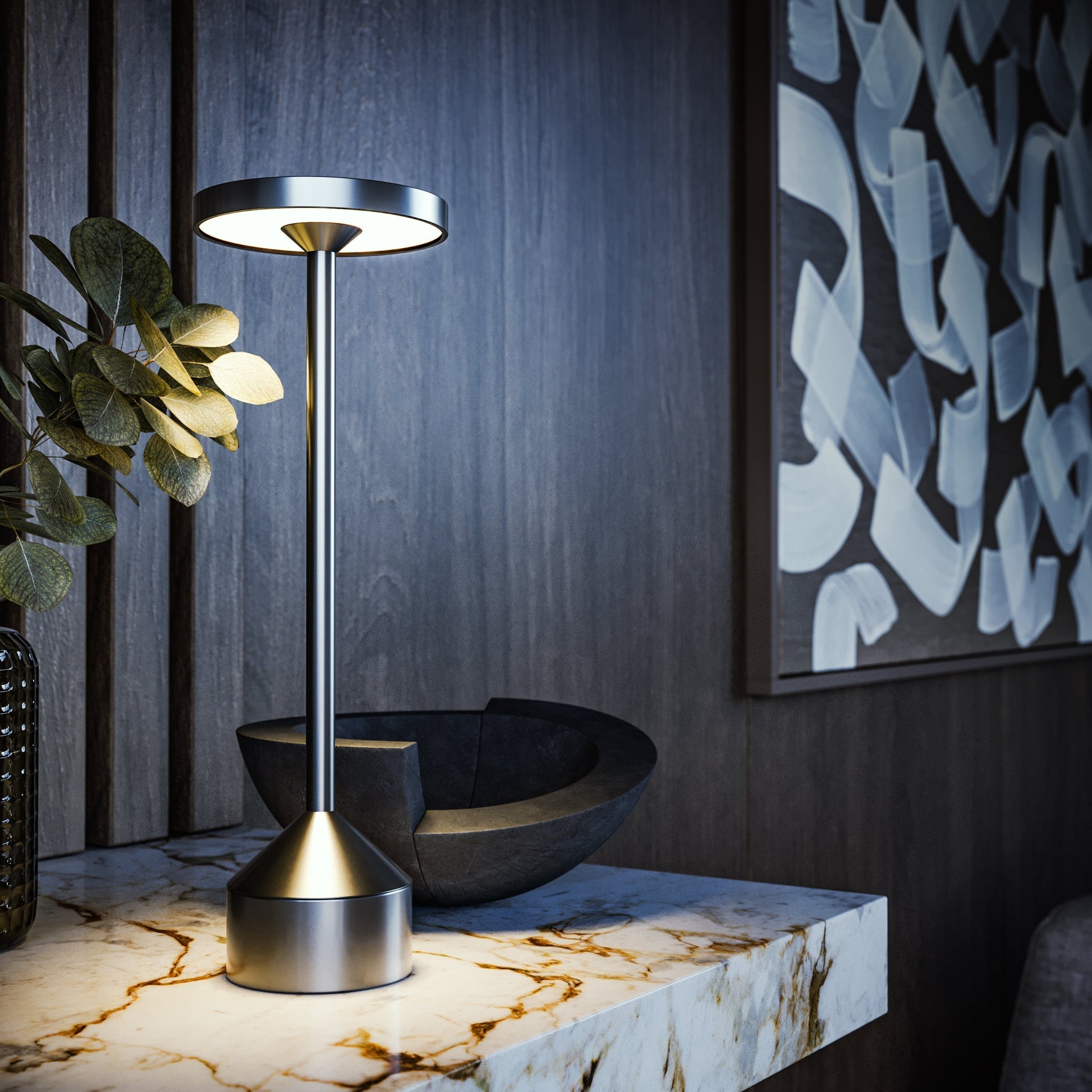Veska | Stockholm Lighting: Elegant Trådlös Bordslampa med Dimmerfunktion