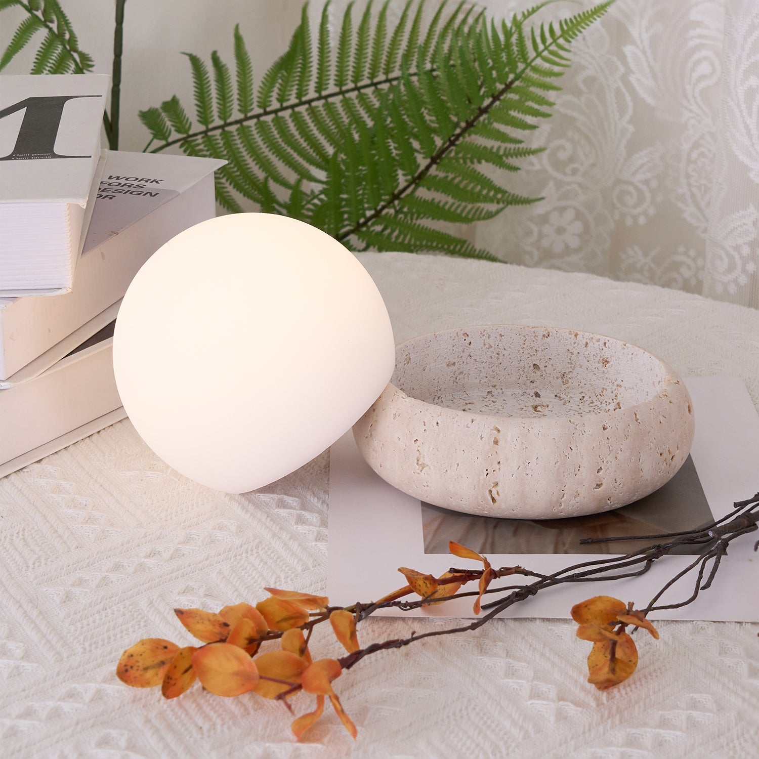 Veska | Travertine Bordslampa