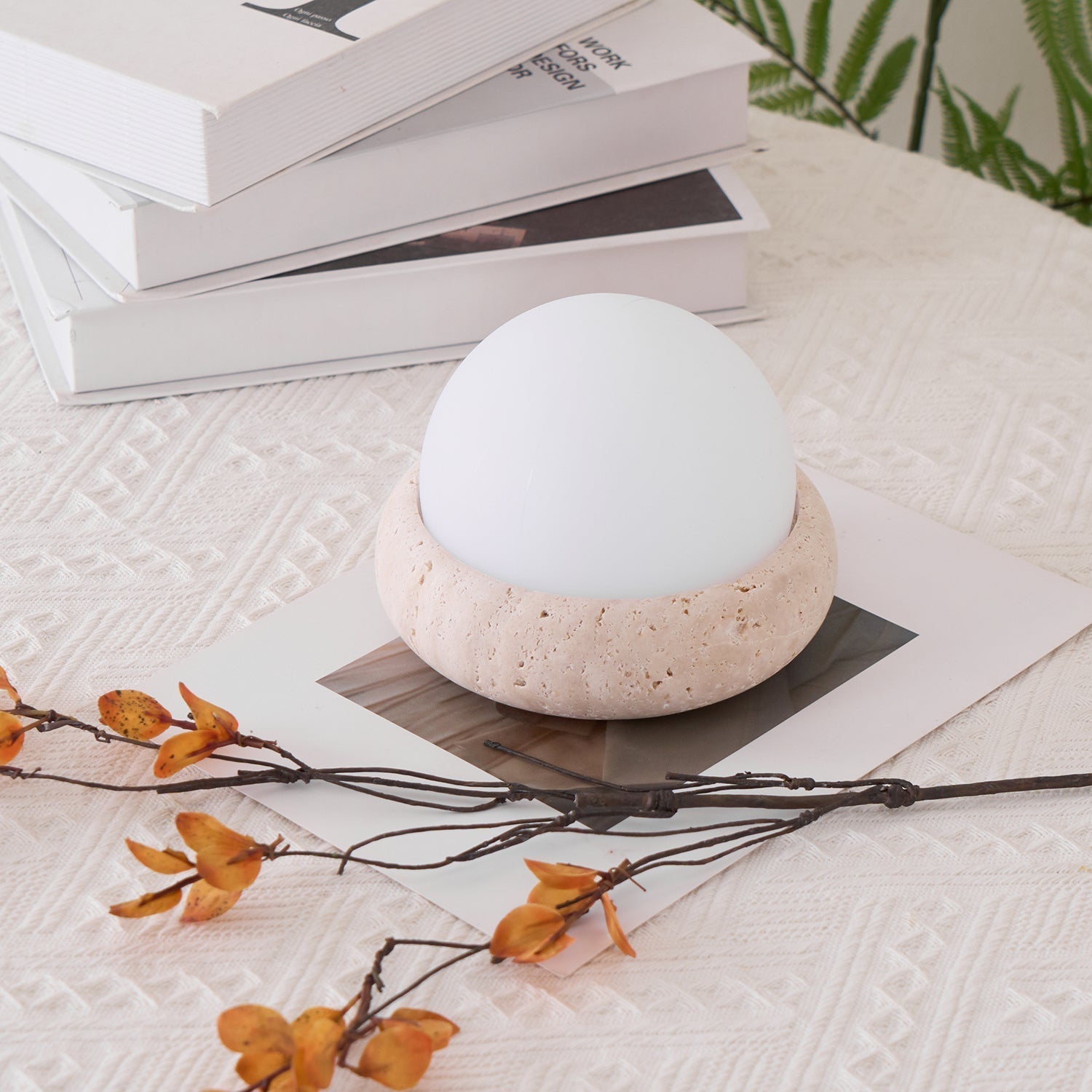 Veska | Travertine Bordslampa